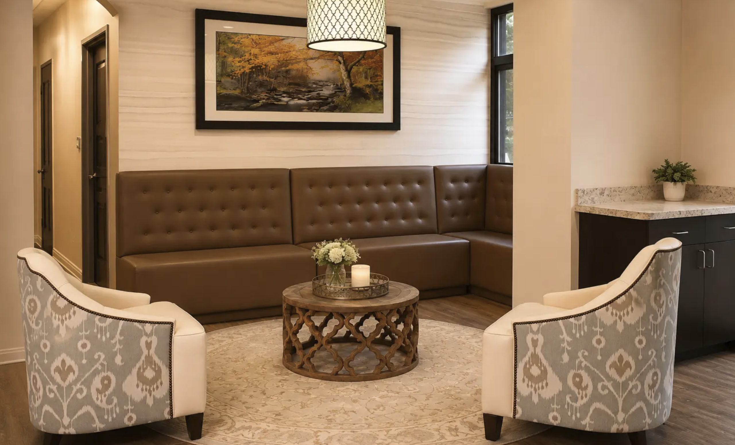 Private waiting area at the Falcone Center